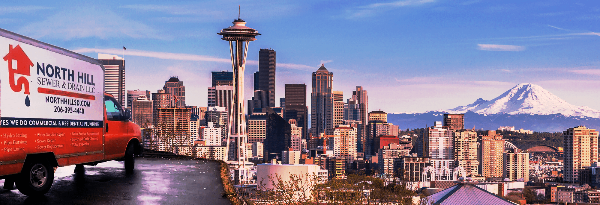 North Hill Sewer and Drain plumbing truck serving Everett WA homes and businesses